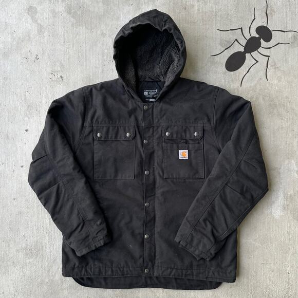 Vintage Y2K Carhartt black Sherpa lined work wear jacket - Picture 1 of 9